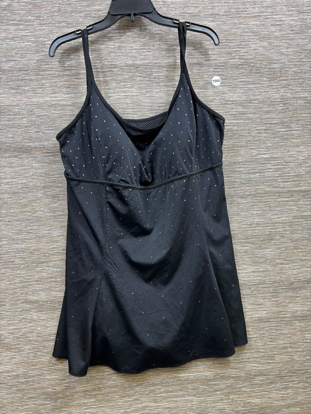 Great Lengths Black With Sparkle One Piece Swim Dress Womens Size 22